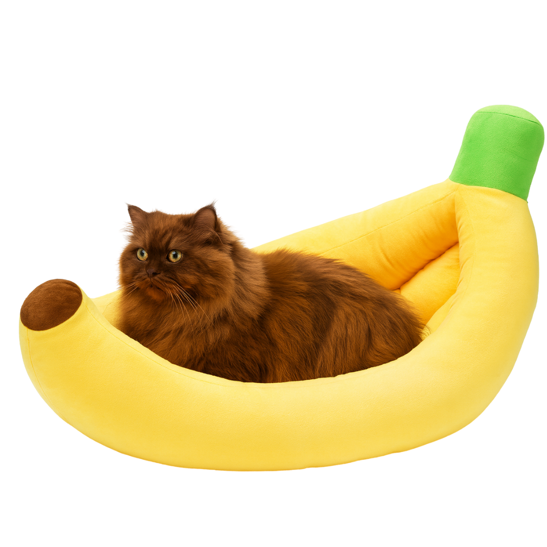Cama para mascotas en forma de plátano