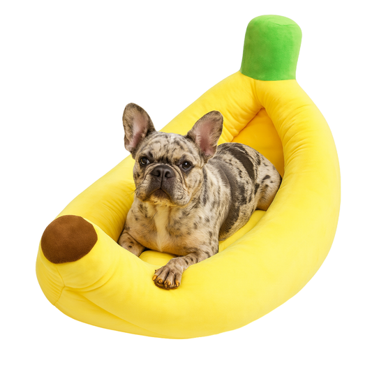 Cama para mascotas en forma de plátano