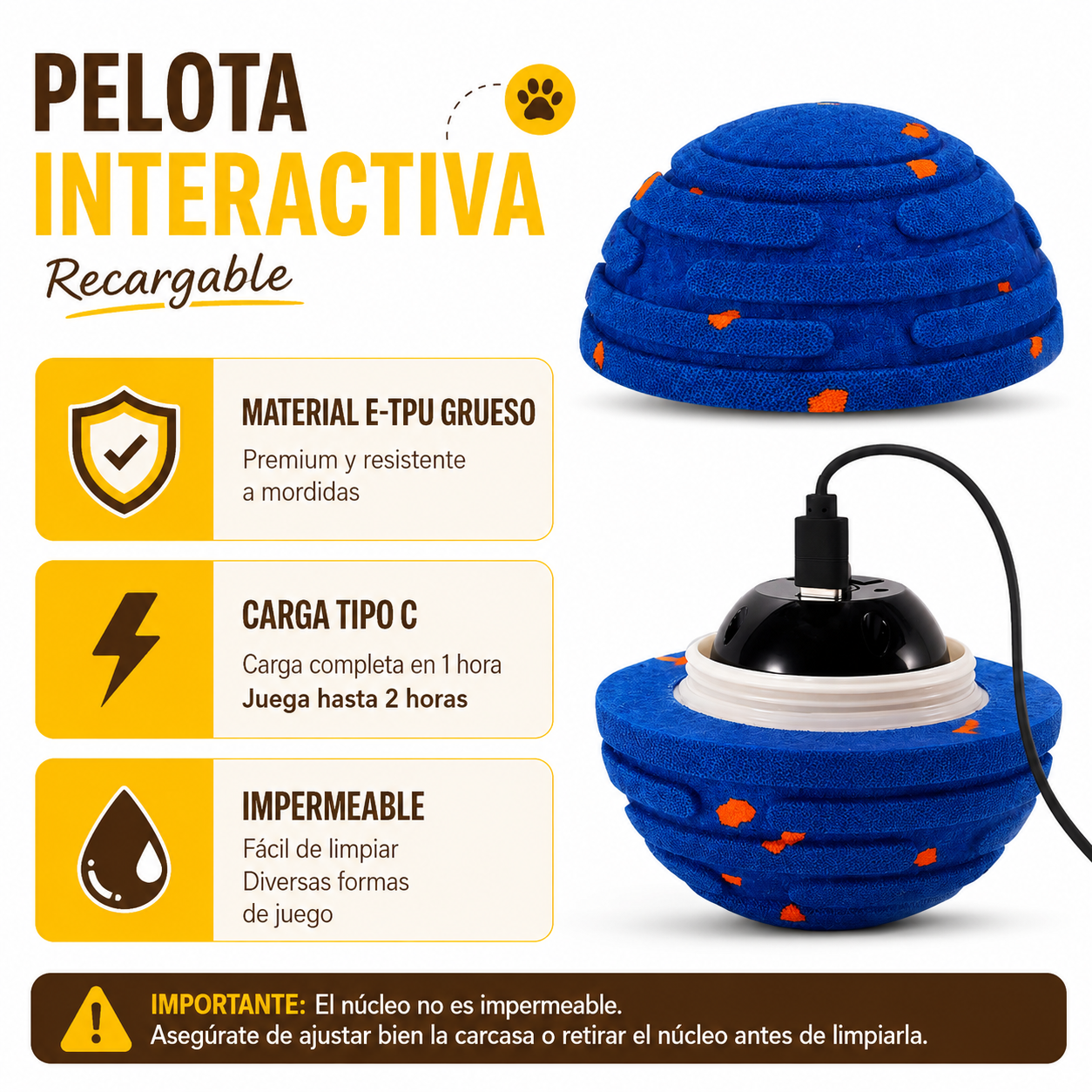 Pelota Inteligente Indestructible para Perros Grandes y Pequeños
