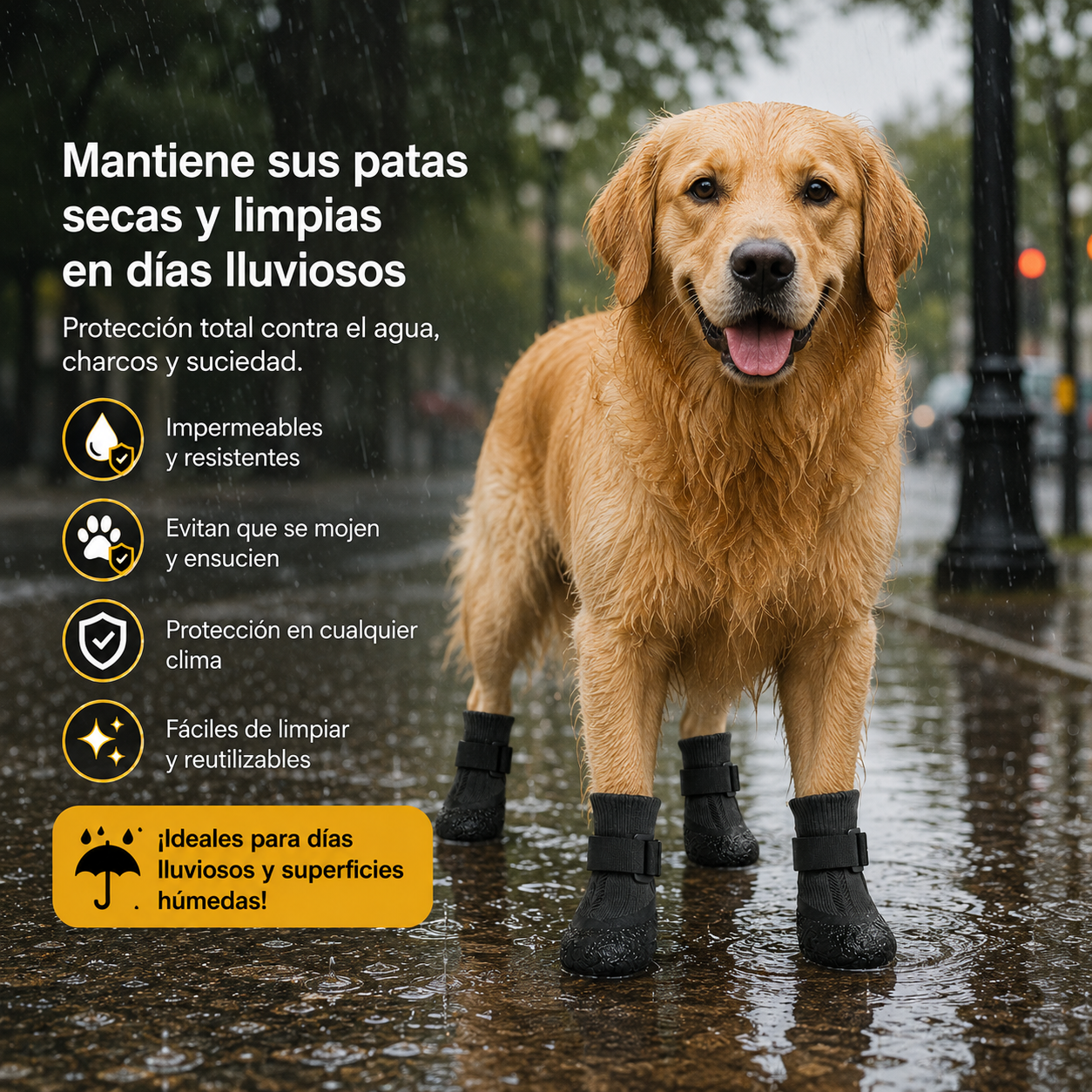 BOTAS PARA PERROS PROTECCIÓN CONTRA LLUVIA Y PAVIMENTO CALIENTE 🐶🔥💧