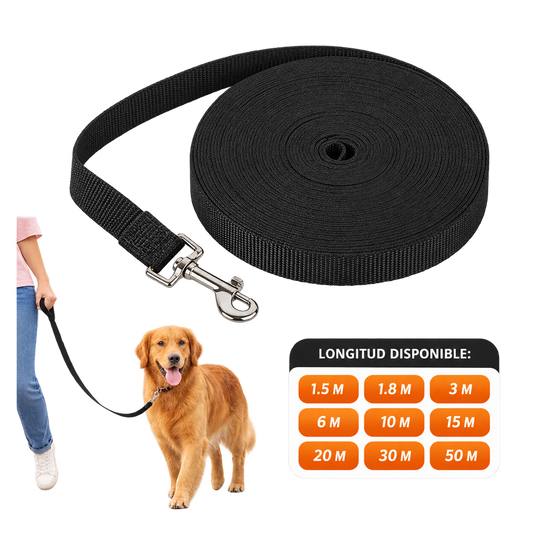 Correa Larga de Nylon para Perros y Gatos | Resistente para Paseos, Entrenamiento y Aventuras al Aire Libre