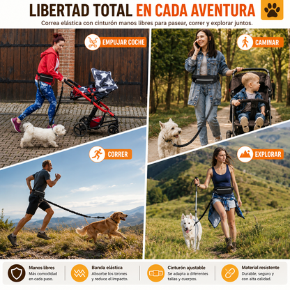 Correa Deportiva Manos Libres para Perros | Pasea, Corre o Trota con Libertad
