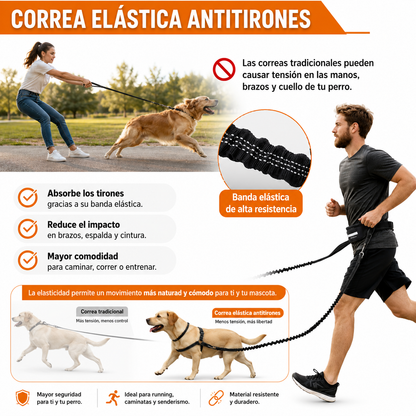 Correa Deportiva Manos Libres para Perros | Pasea, Corre o Trota con Libertad