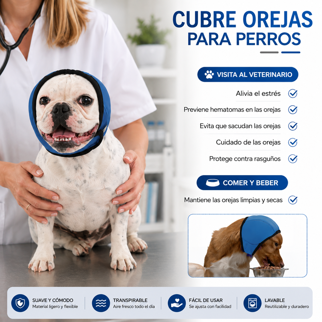 Protector de Orejas Antiestrés para Perros | Reduce el Ruido, la Ansiedad y el Estrés