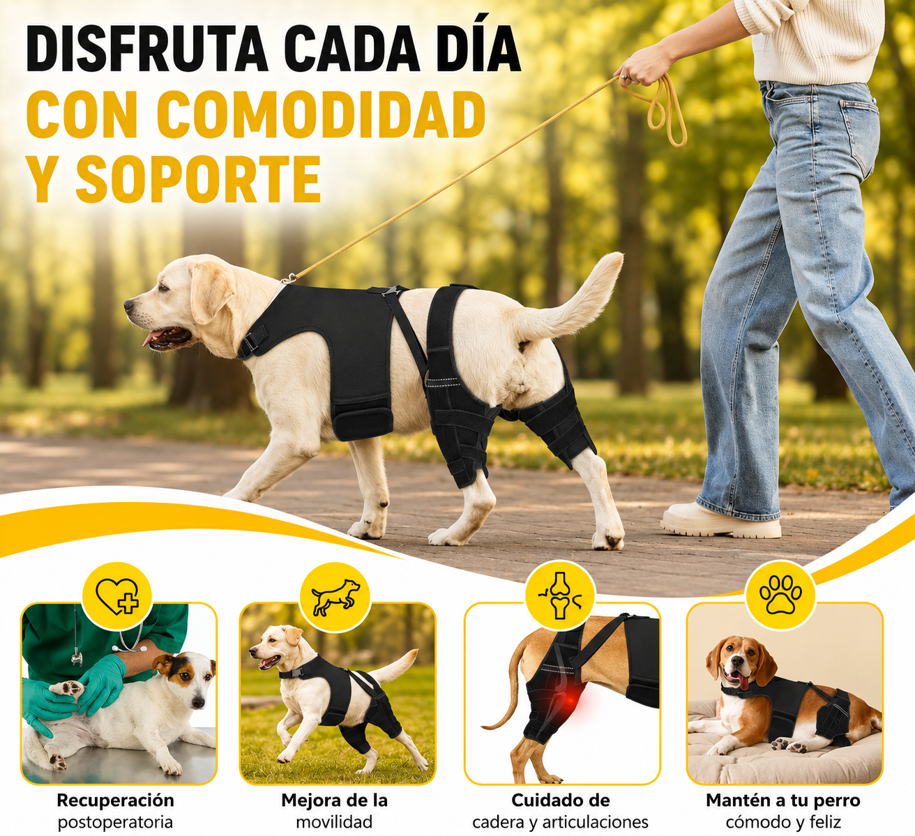 oporte para Patas Traseras de Perros | Ayuda a Recuperar la Movilidad y Alivia el Dolor por ACL, CCL, Artritis y Displasia de Cadera